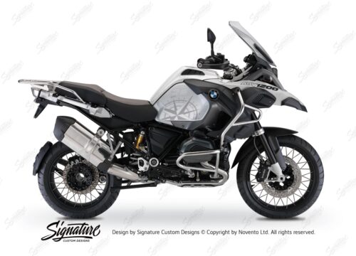 BKIT 3785 BMW R1200GS LC Adventure Alpine White Compass Grey Side Tank Stickers Kit 01