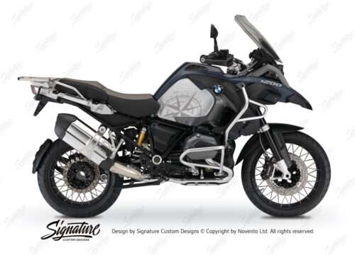 BKIT 3789 BMW R1200GS LC Adventure Ocean Blue Compass Grey Side Tank Stickers Kit 01