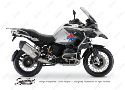 BKIT 3790 BMW R1200GS Adventure Alpine White Spike V2 Red Blue Stickers Kit 01