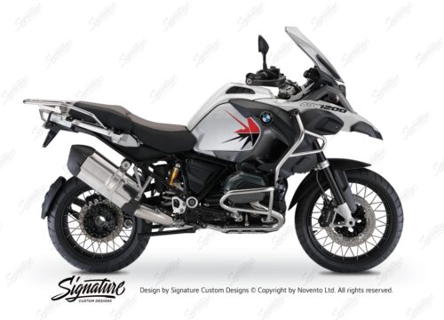 BKIT 3791 BMW R1200GS Adventure Alpine White Spike V2 Red Black Stickers Kit 01