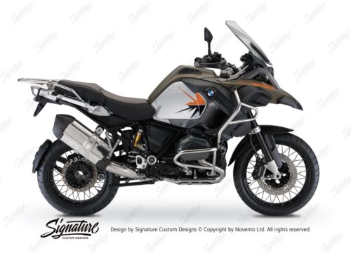 BKIT 3793 BMW R1200GS Adventure Olive Green Spike V2 Orange Black Stickers Kit 01