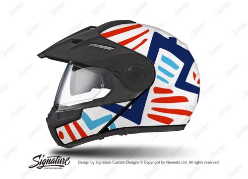 HEL 3950 Schuberth E1 Helmet White Massai Red Blue Light Blue