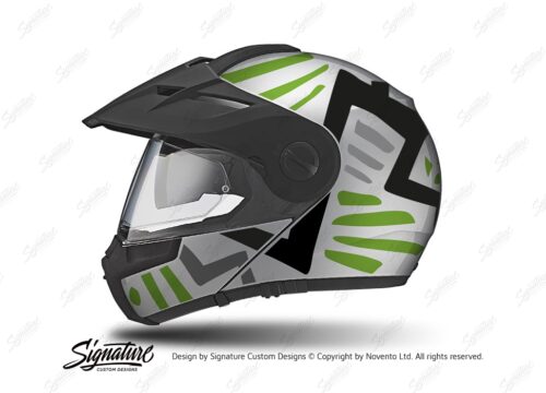 HEL 3956 Schuberth E1 Helmet Silver Massai Toxic Green Grey Black