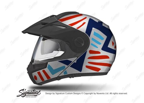 HEL 3957 Schuberth E1 Helmet Silver Massai Red Blue Light Blue