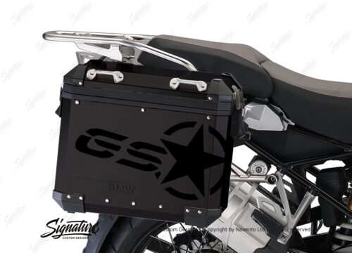 BSTI 4052 BMW ALUMINUM SIDE PANNIERS BLACK GS STAR STICKERS black gloss 02