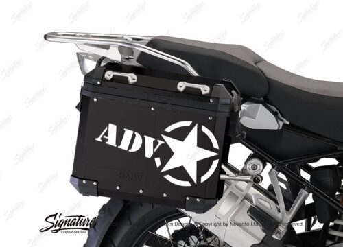 BSTI 4054 BMW ALUMINUM SIDE PANNIERS BLACK ADV STAR STICKERS white 02