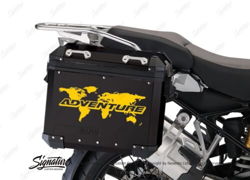 BSTI 4091 BMW Aluminum Panniers Black The Globe Stickers Yellow 02