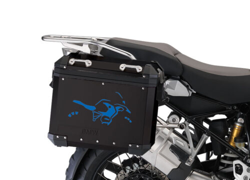 all BSTI 4054 BMW ALUMINUM SIDE PANNIERS BLACK ADV STAR STICKERS Blue 02